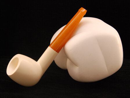 Block Meerschaum billiard pipe - natural ambre stem