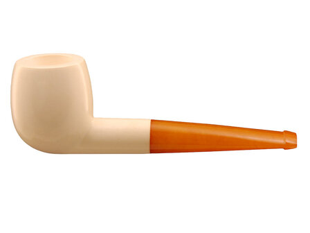 Block Meerschaum billiard pipe - natural ambre stem