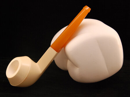 Block Meerschaum Rhodesian pipe - natural ambre stem (GR)