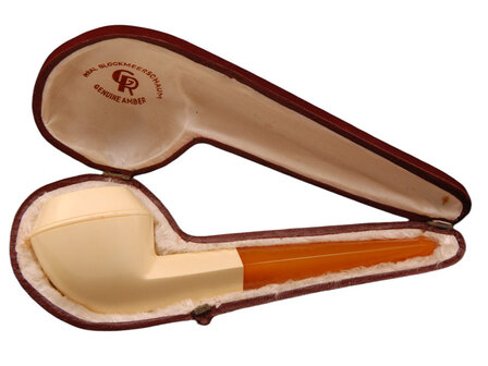 Block Meerschaum Rhodesian pipe - natural ambre stem (GR)