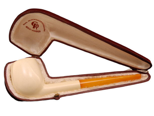 Block Meerschaum slim billiard pipe - natural ambre stem