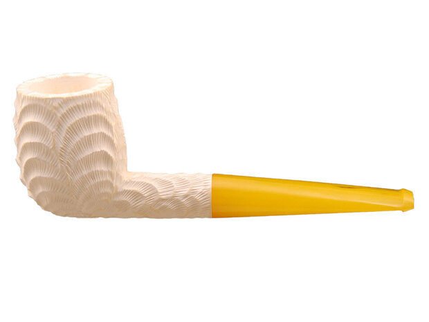 Block Meerschaum billiard pipe - rustique - ambre look acrylic stem