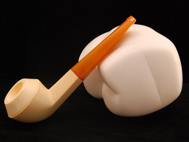 Block Meerschaum Rhodesian pipe - natural ambre stem (GR)